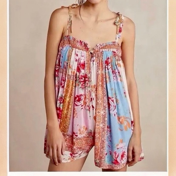 Free People Rule the World Romper in Bright Combo, Sz. S - Picture 2 of 11